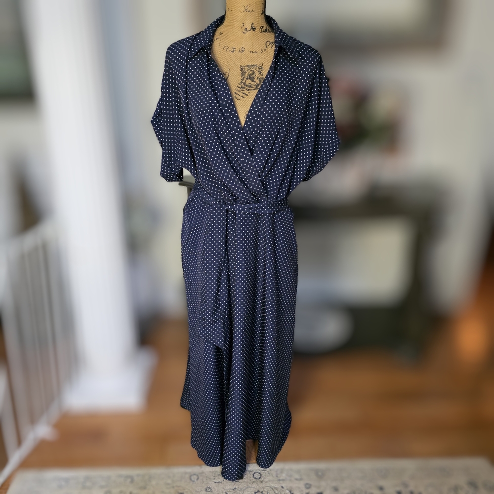 Ralph Lauren Midnight Blue and White Dot Dress